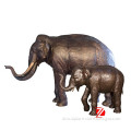 brass mother elephant with baby statue hotel decoration